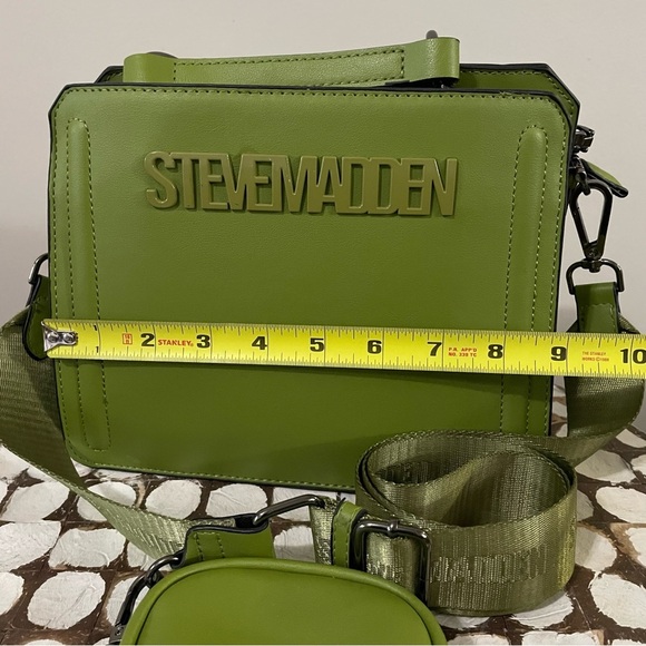 Steve Madden Bevelyn Satchel Handbag Crossbody Tote Green with AirPod Case - Picture 9 of 10